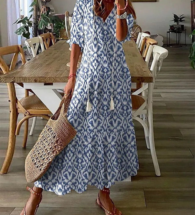Michaela - Robe Boho avec Ceinture Élastique