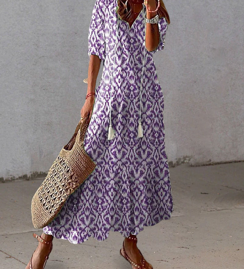 Michaela - Robe Boho avec Ceinture Élastique