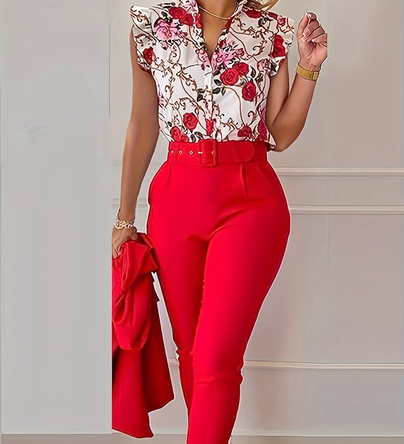 Florabel - Ensemble Chic avec Manches Volantes