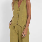 Aira - Ensemble Gilet Boutonné et Pantalon Large