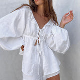 Alexandra - Ensemble Blouse à Volants et Short