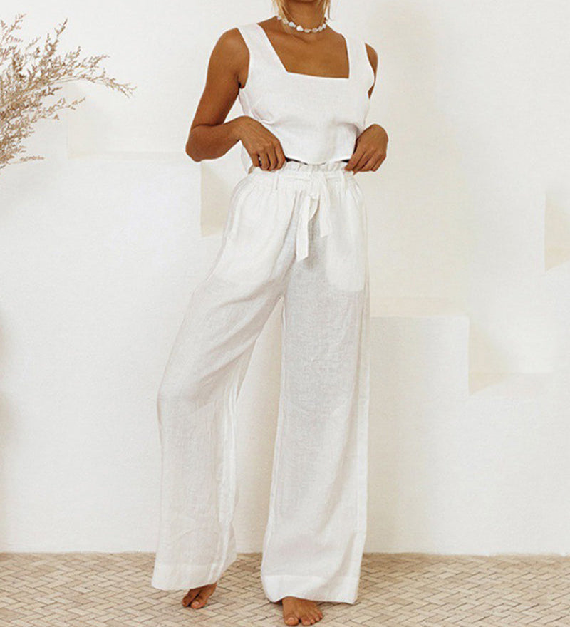 Megan - Ensemble Minimaliste avec Top et Pantalon Évasé