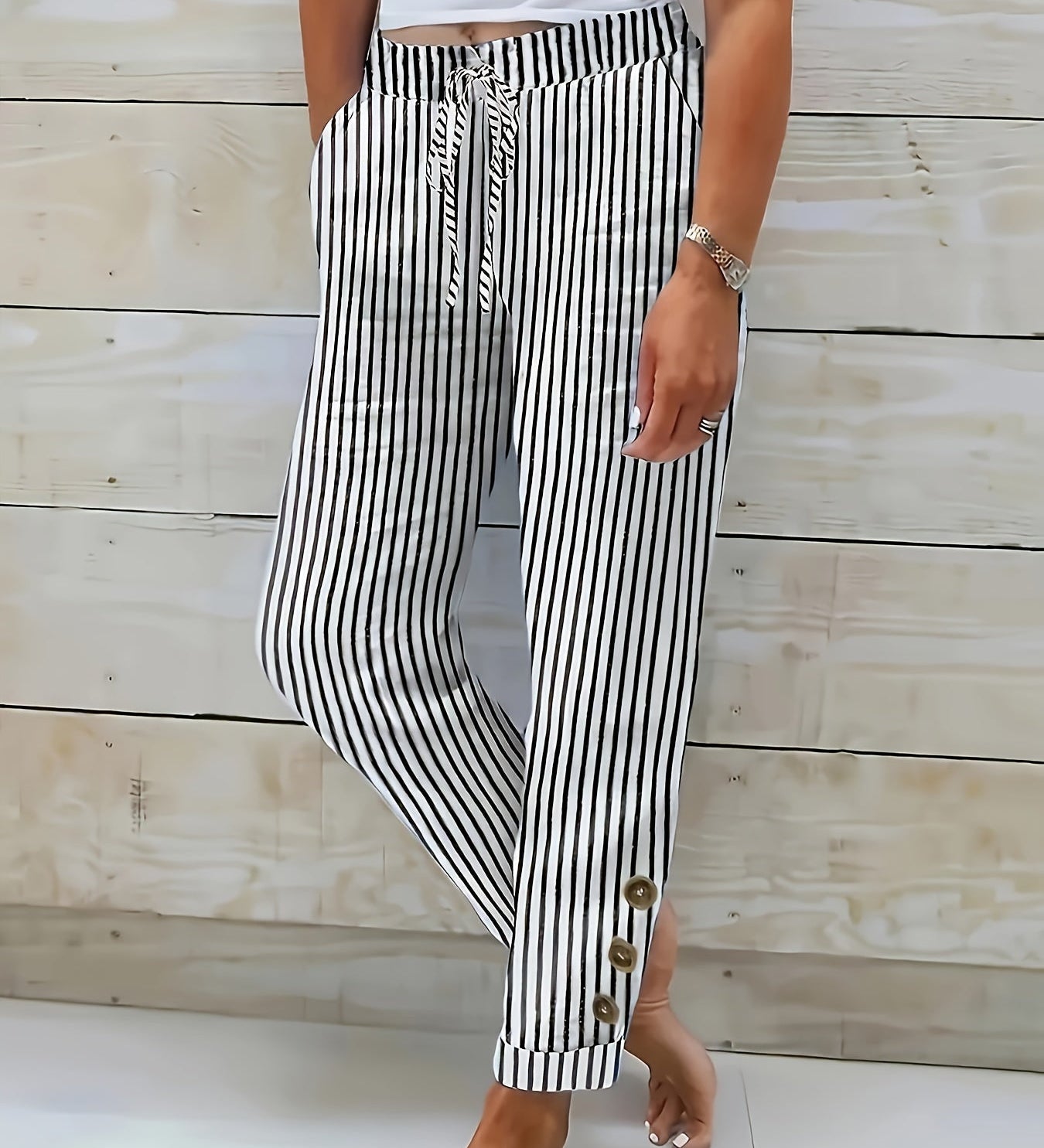 Raquelle - Pantalon Décontracté à Rayures