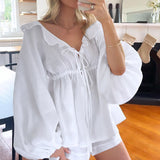 Alexandra - Ensemble Blouse à Volants et Short