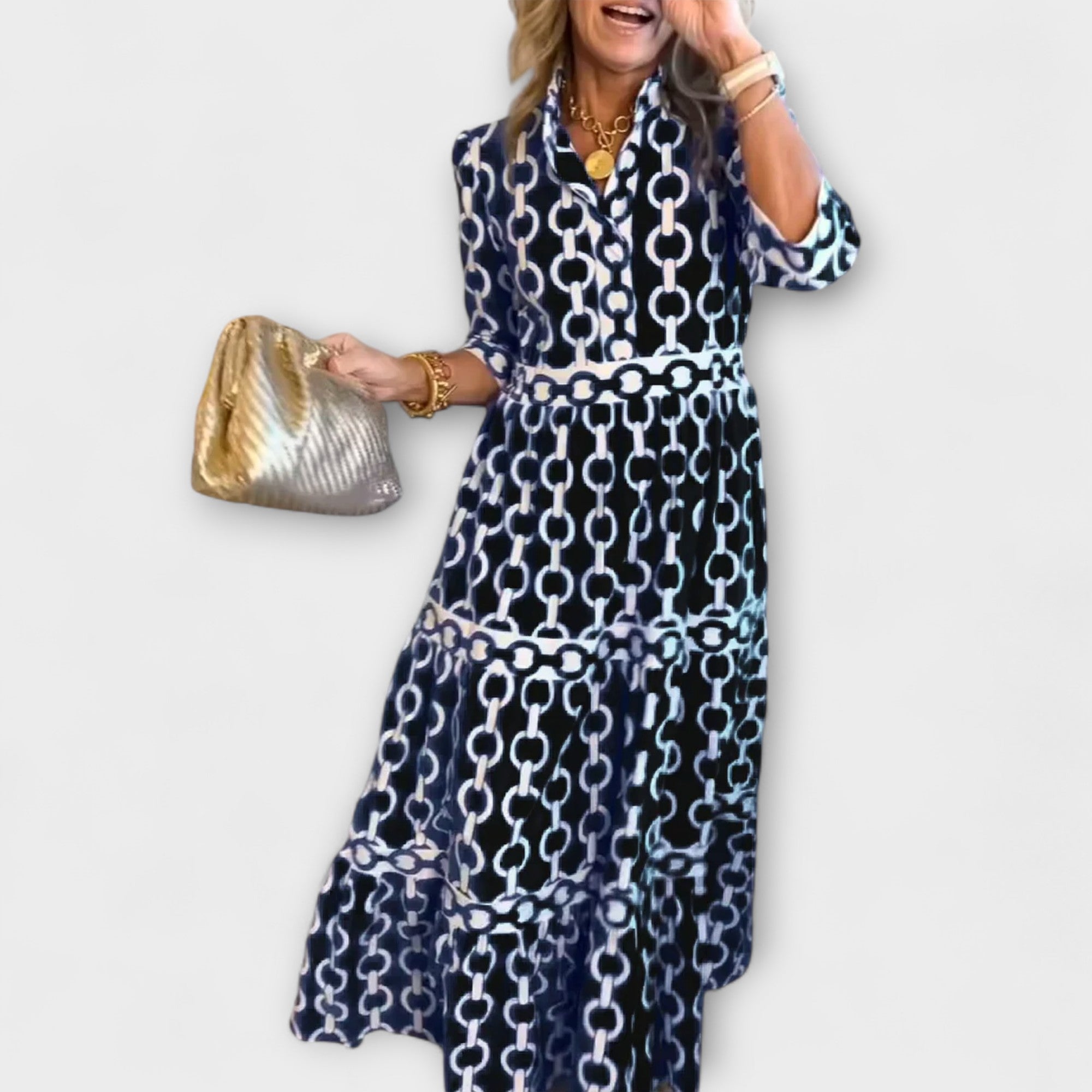 JULIANA | Robe Midi à Motif Chaîne