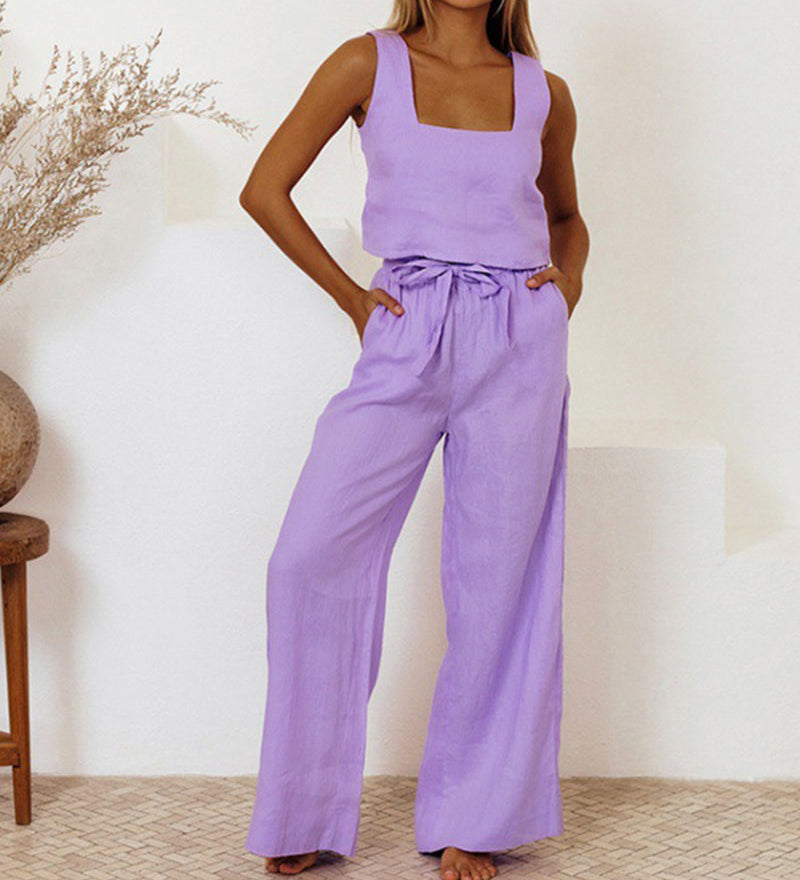 Megan - Ensemble Minimaliste avec Top et Pantalon Évasé