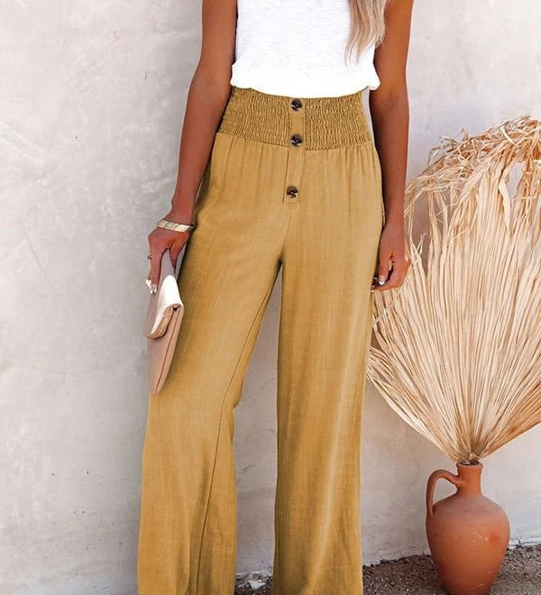 Riana - Pantalon Détendu à Taille Haute