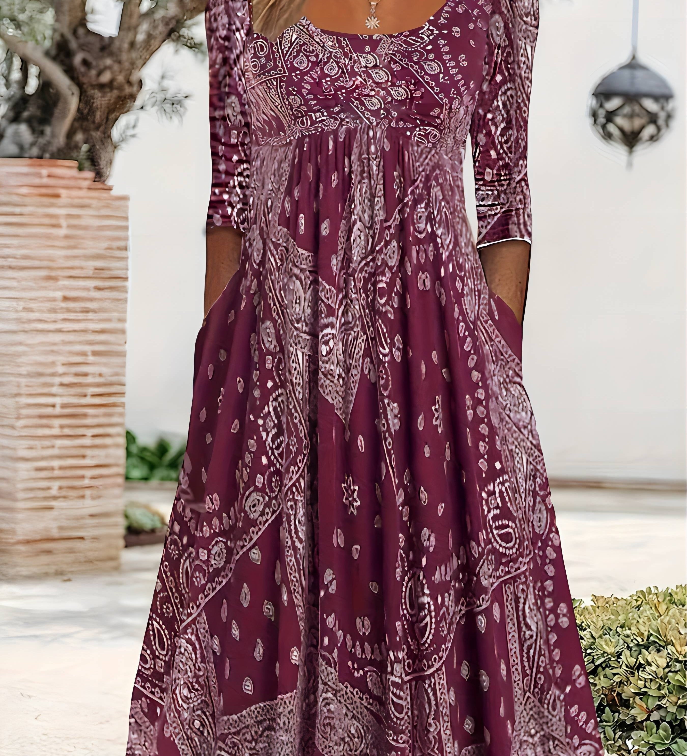 ELOWEN | Robe Midi Casual à Manches Longues
