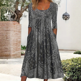 ELOWEN | Robe Midi Casual à Manches Longues