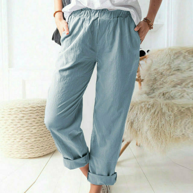 Neria - Pantalon en Tissu Doux