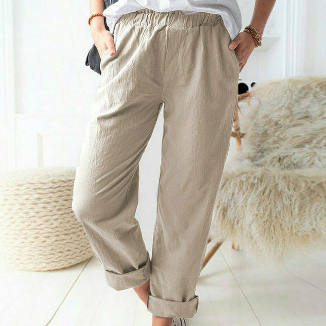 Neria - Pantalon en Tissu Doux