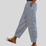 Linaya - Pantalon Rayé avec Boutons