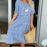 ZORA | Robe Midi Sable à Manches Courtes