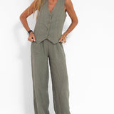 Aira - Ensemble Gilet Boutonné et Pantalon Large