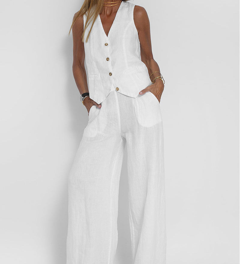 Aira - Ensemble Gilet Boutonné et Pantalon Large