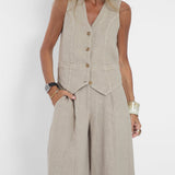 Aira - Ensemble Gilet Boutonné et Pantalon Large
