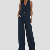 Aira - Ensemble Gilet Boutonné et Pantalon Large