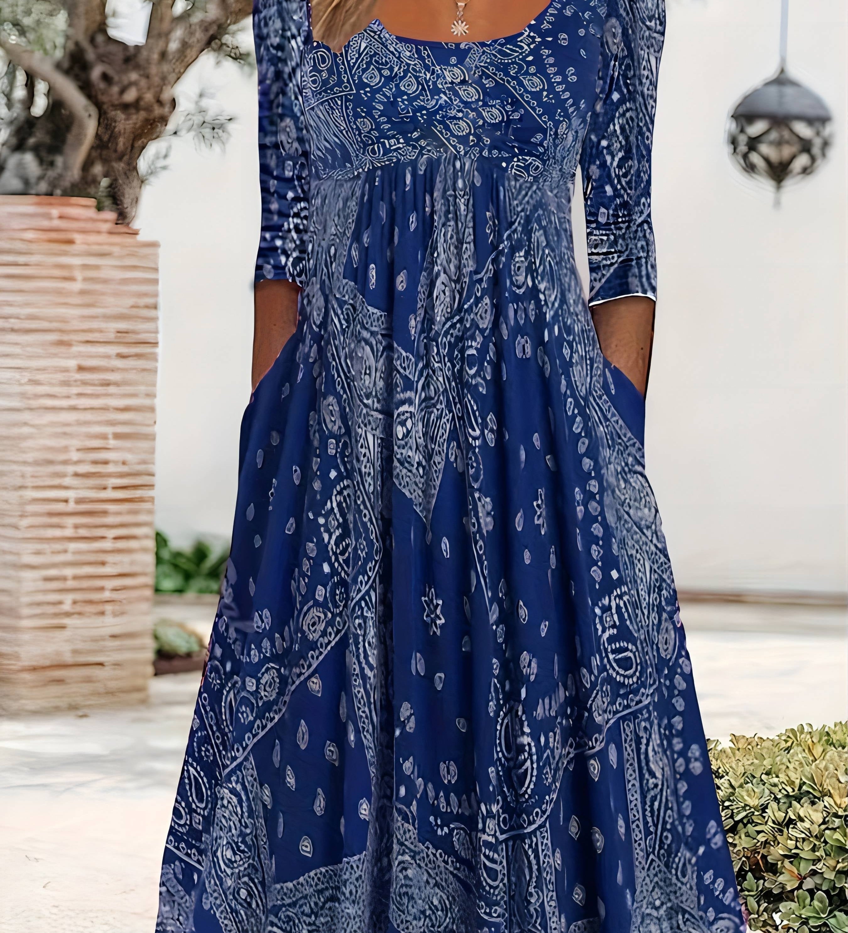ELOWEN | Robe Midi Casual à Manches Longues