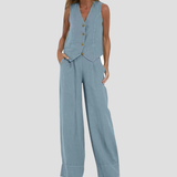 Aira - Ensemble Gilet Boutonné et Pantalon Large
