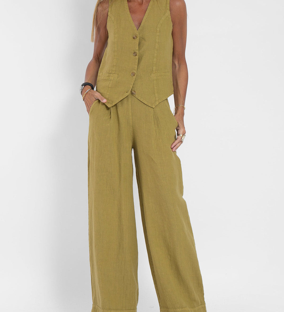 Aira - Ensemble Gilet Boutonné et Pantalon Large