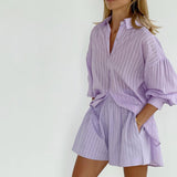 Viola - Ensemble Chemise à Boutons et Short Légers