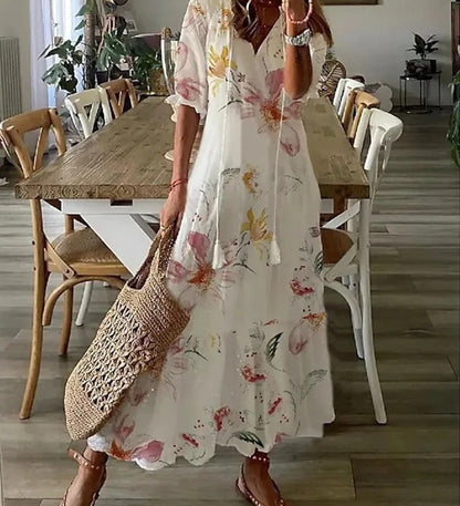 Michaela - Robe Boho avec Ceinture Élastique