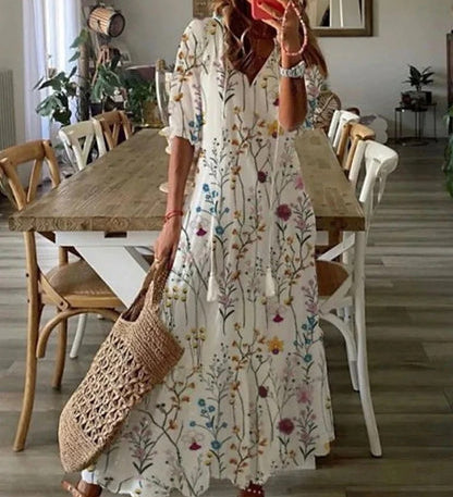 Michaela - Robe Boho avec Ceinture Élastique