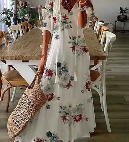 Michaela - Robe Boho avec Ceinture Élastique